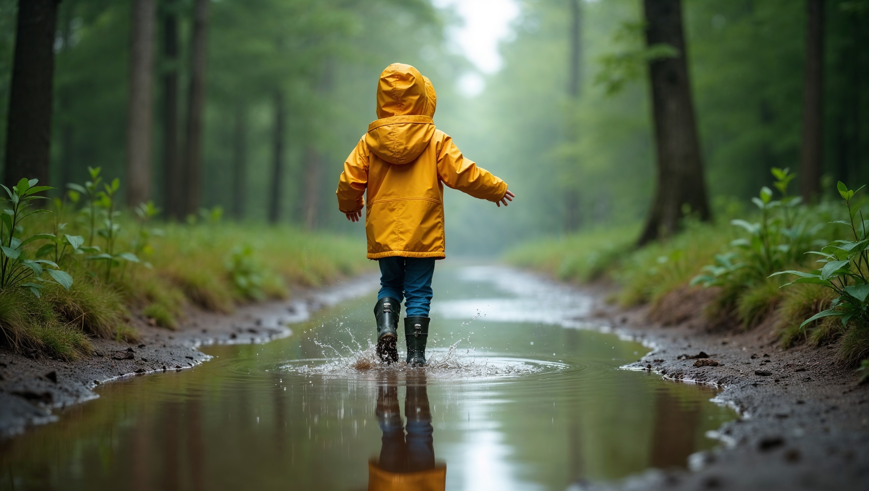 Kind mit Rucksack in der Natur