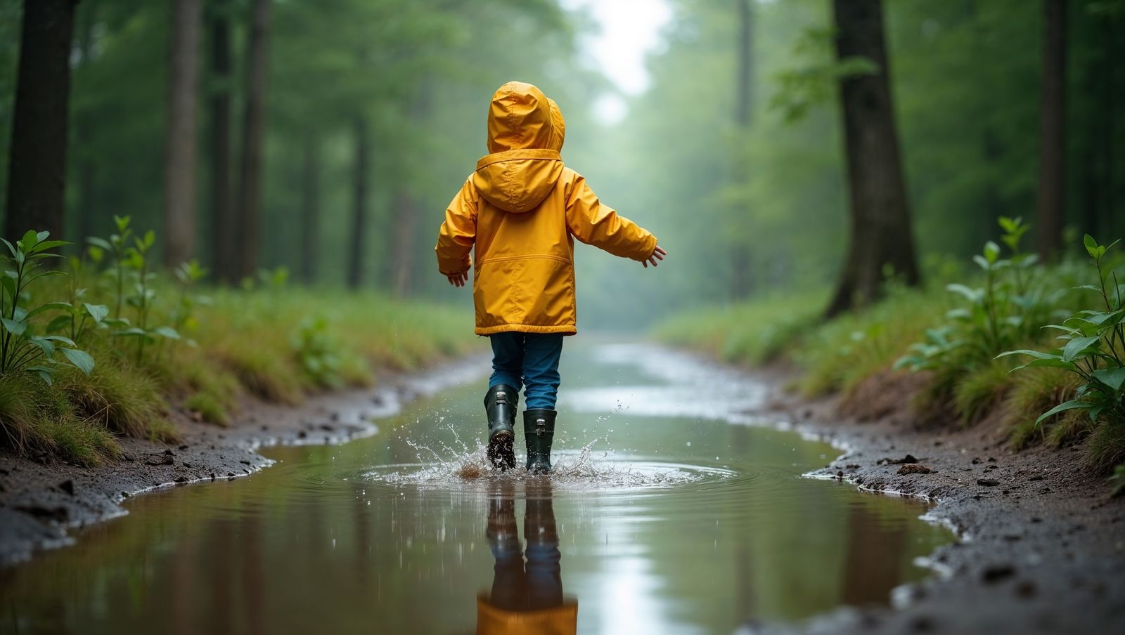 Kind mit Rucksack unterwegs in der Natur bei einem Erlebnistag